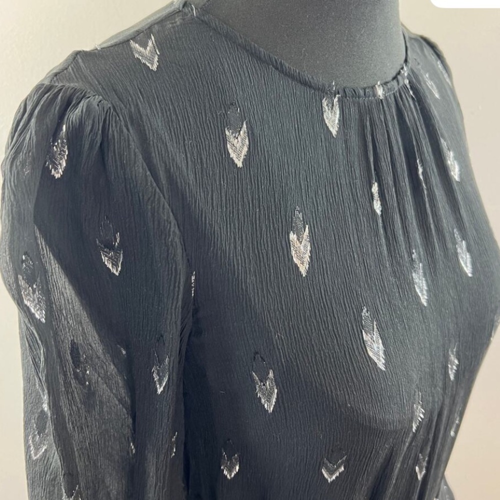 1192. Elegant Black Sheer Long Sleeve Dress - Picture 6 of 8